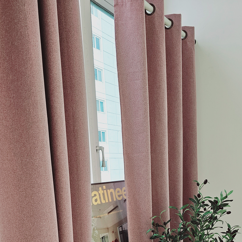 [창문형] 암막커튼+초강력 커튼압축봉 세트 핑크퍼플, 130x165cm