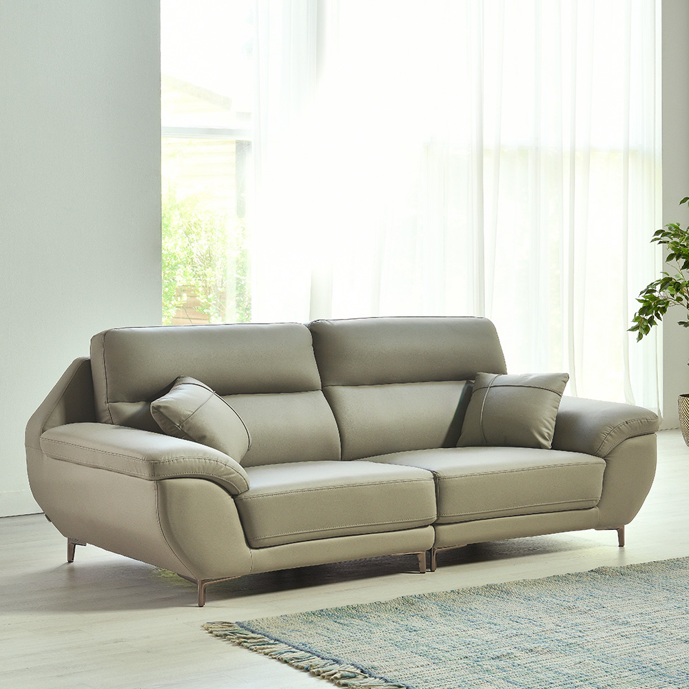 스코나 케이드 실리콘레더 가죽 소파 그레이, 3인용