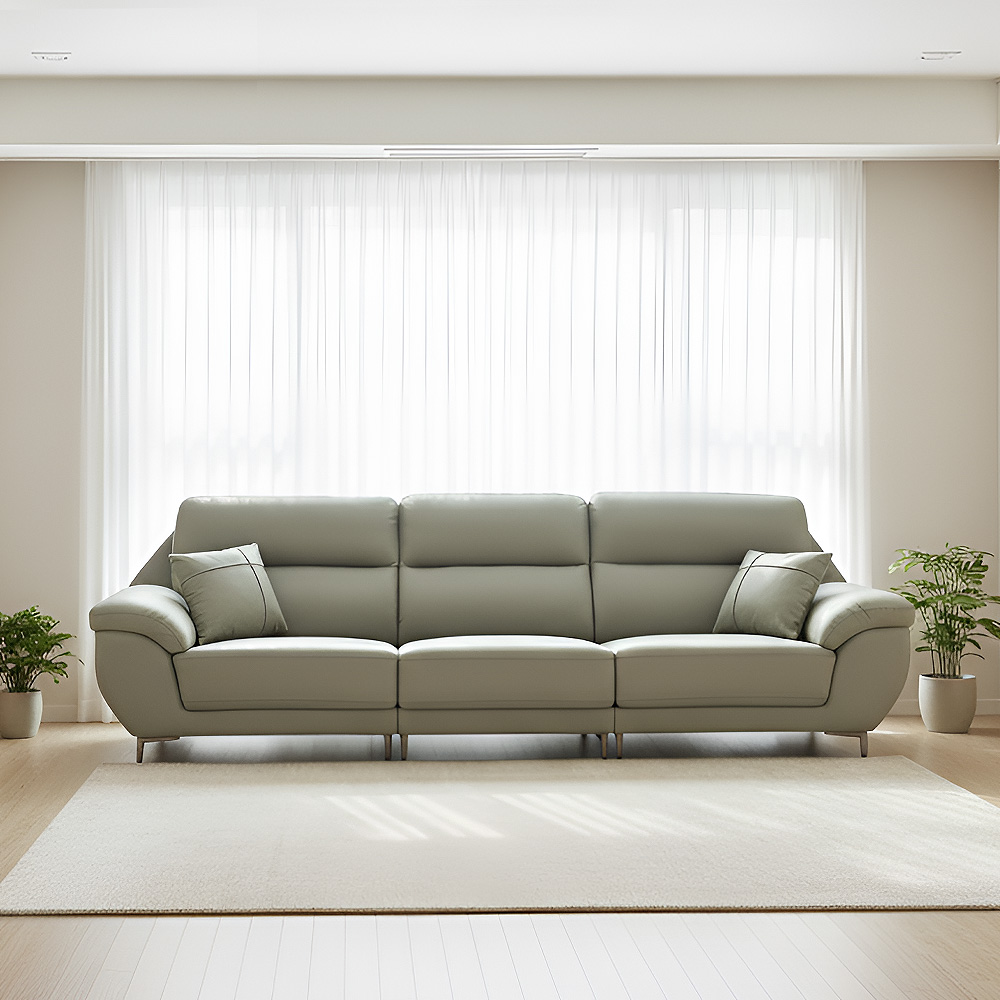 스코나 케이드 실리콘레더 가죽 소파 그레이, 4인용