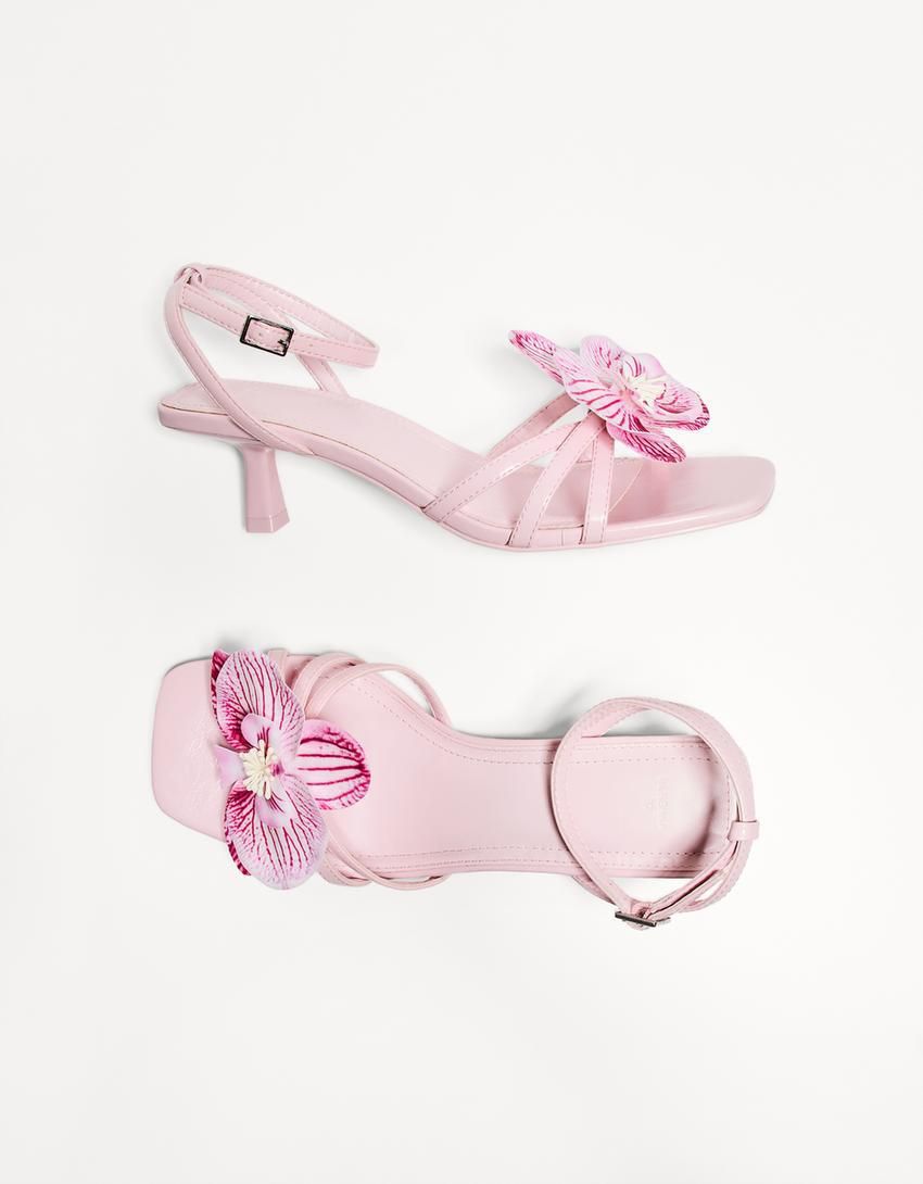 버쉬카 플라워 디테일 키튼힐 스트랩 샌들 1759/560 PINK - 상세 이미지 5