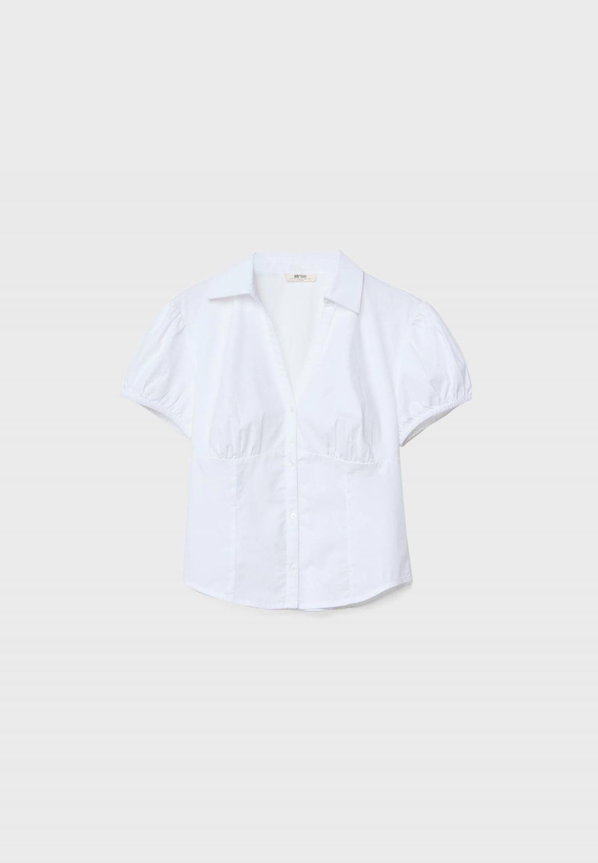 스트라디바리우스 미니멀 퍼프 반팔 피티드 셔츠 7167/555 WHITE - 메인 이미지