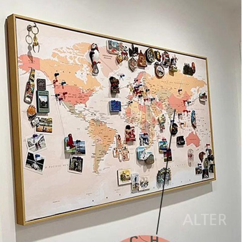 세계지도 여행 마그넷 보드 기념품 마그네틱 추억 보관 자석 A 60x120cm 골드-알루미늄-크리스탈-고광택 - 상세 이미지 2