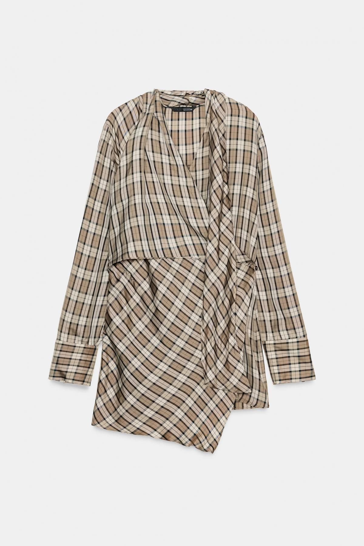 자라 체크 드레이프 긴팔 셔츠 9228/854 BEIGE - 상세 이미지 4