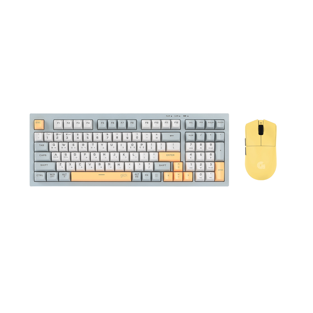 지클릭커 오피스프로 WMK990 사일런스 M 무소음 방수 무선 블루투스 98 키보드 마우스 세트 Navy Blue - 상품 이미지