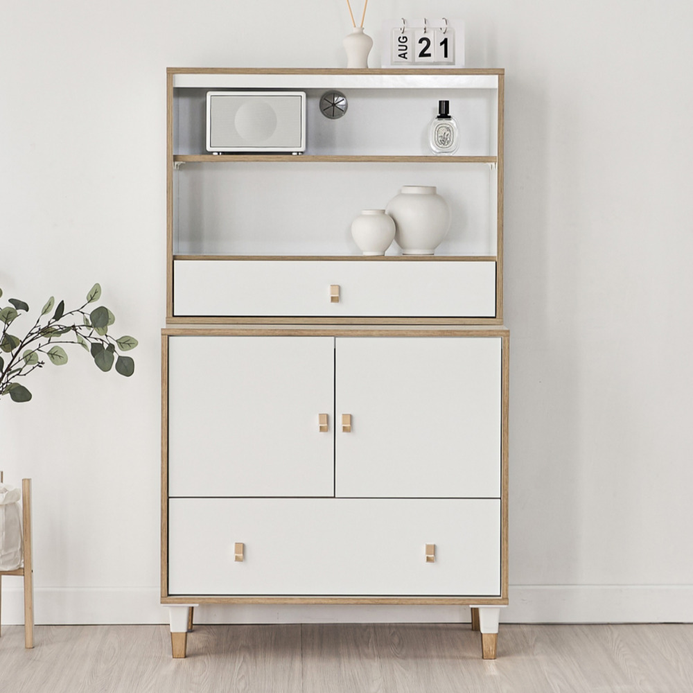 차차 인테리어 안방 드레스룸 옷 오픈 서랍장 800 세트 800x400x1357mm, 5단, 네추럴화이트 - 메인 이미지