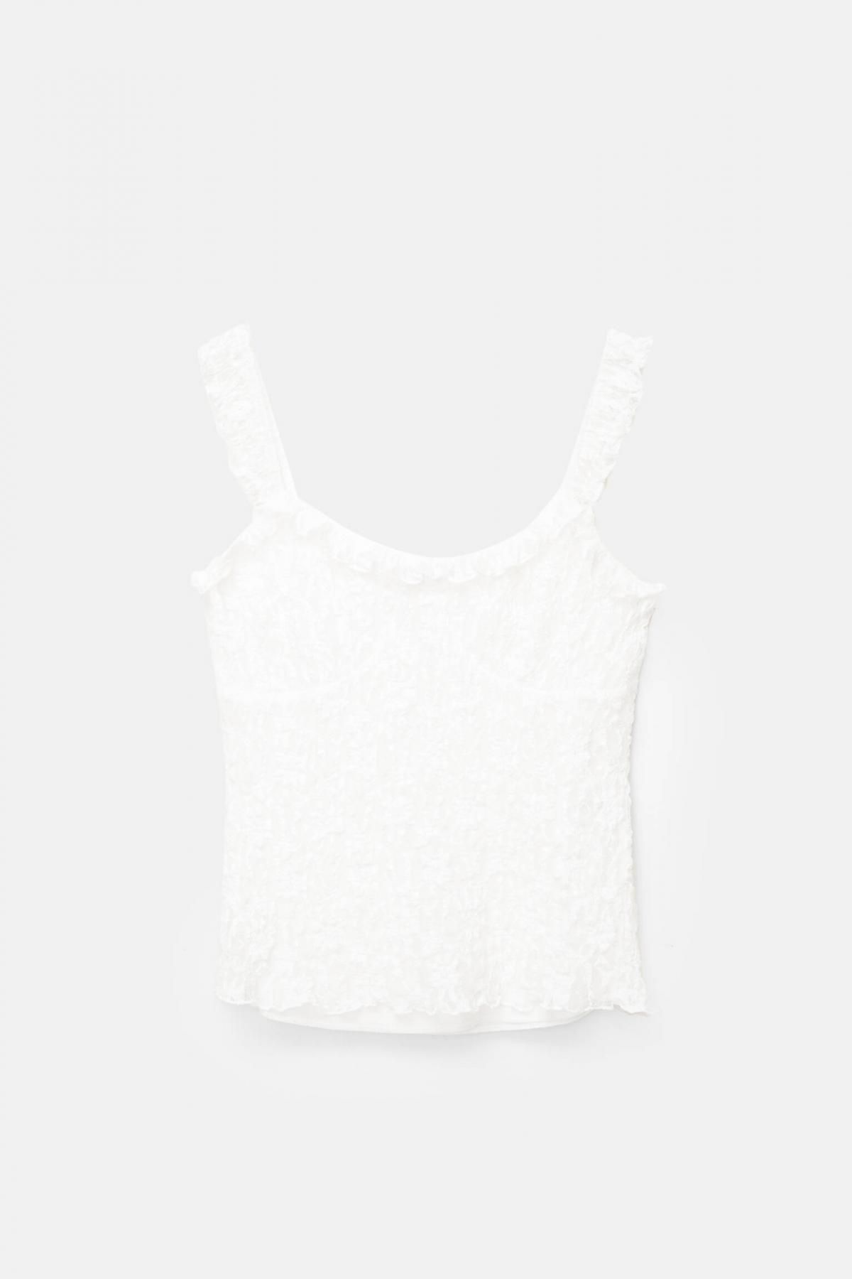 풀앤베어 레이스 스트랩 슬림핏 민소매 탑 7150/391 WHITE - 상품 이미지