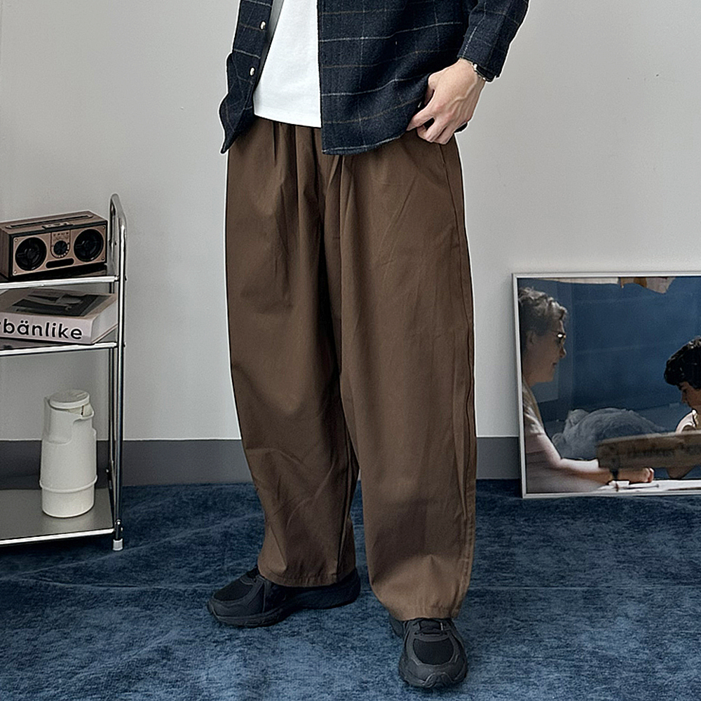 남자 바지 면 바지 밴딩 벌룬 팬츠 남자 와이드팬츠 - 상품 이미지