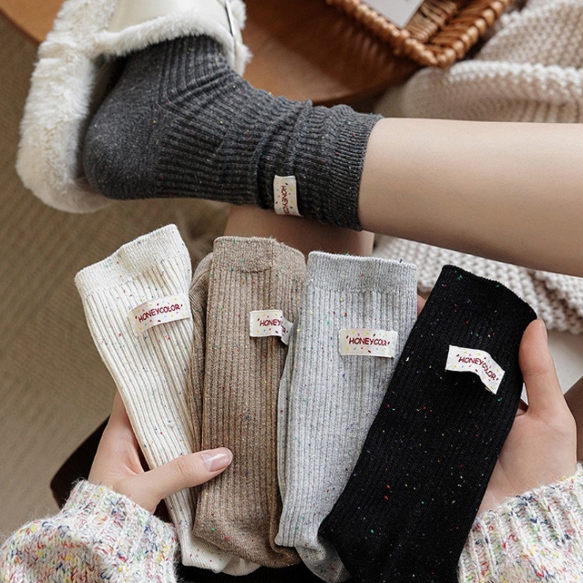 여성양말 무압박 수면 중목 장목 골지 라벨 사계절 양말