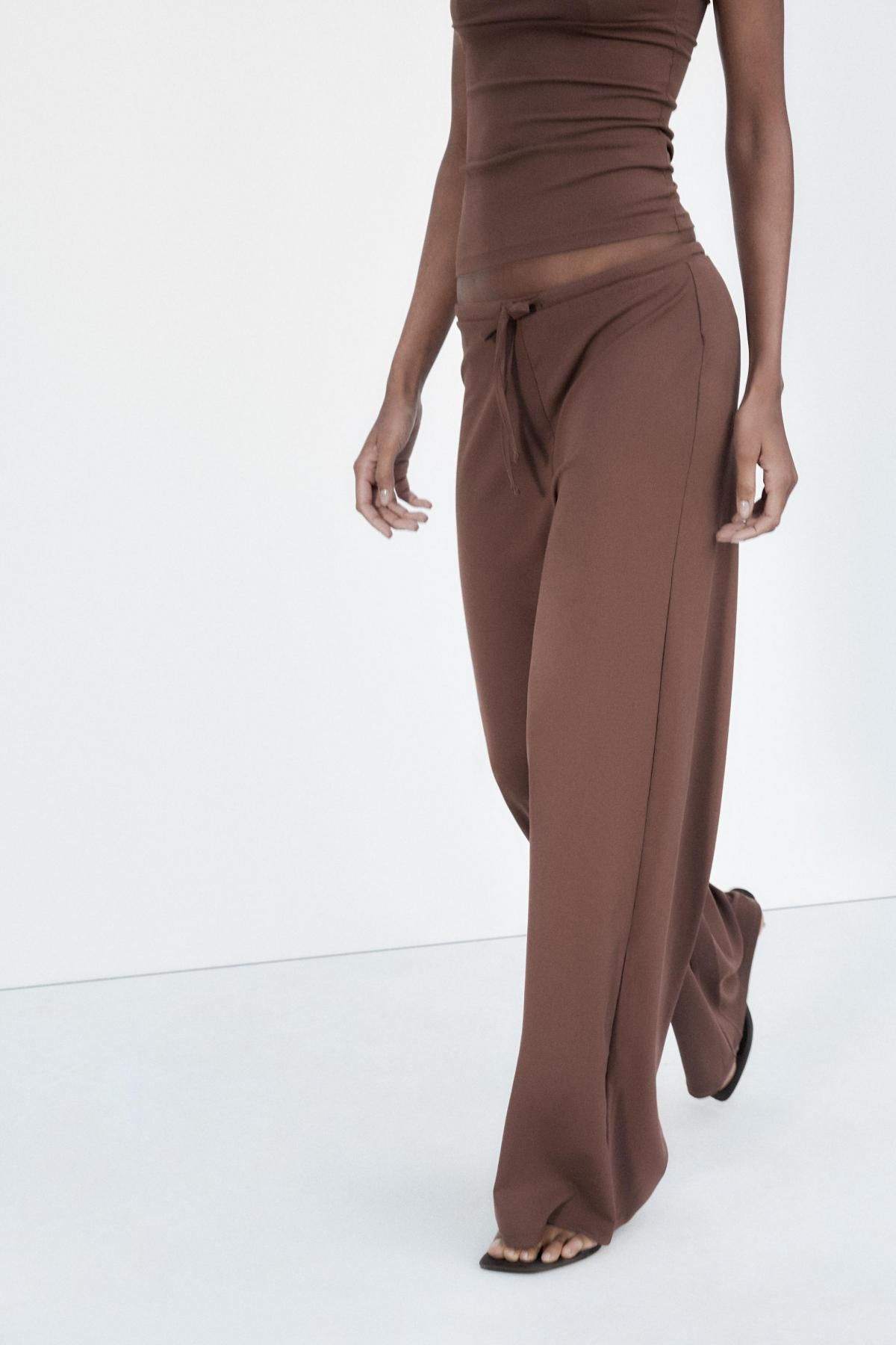 자라 텍스처 스트레이트 팬츠 3641/335 BROWN - 메인 이미지