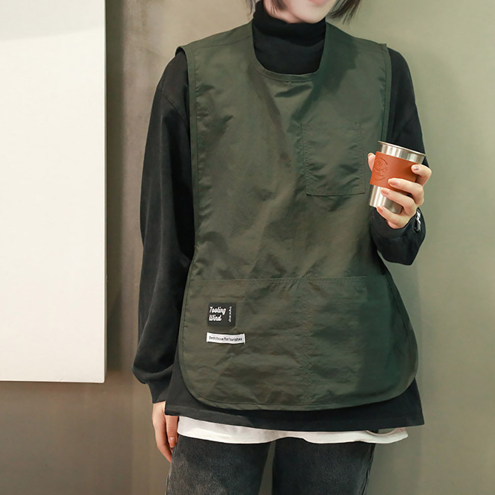 남자 여자 작업복 커피숍 화원 업소 공예 앞주머니 깔끔한 조끼 앞치마