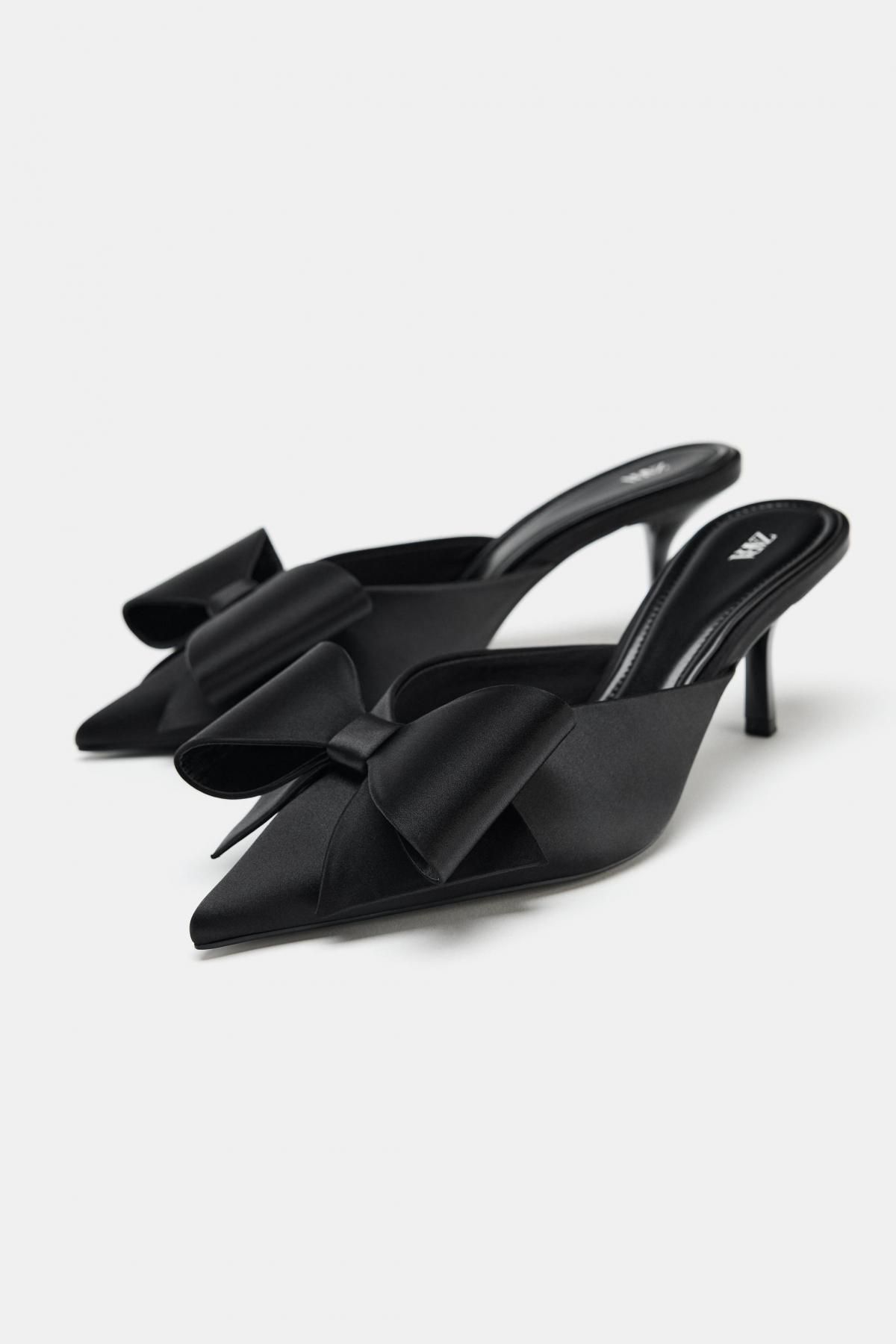 자라 리본 장식 스틸레토 하이힐 뮬 2214/610 BLACK - 상세 이미지 2