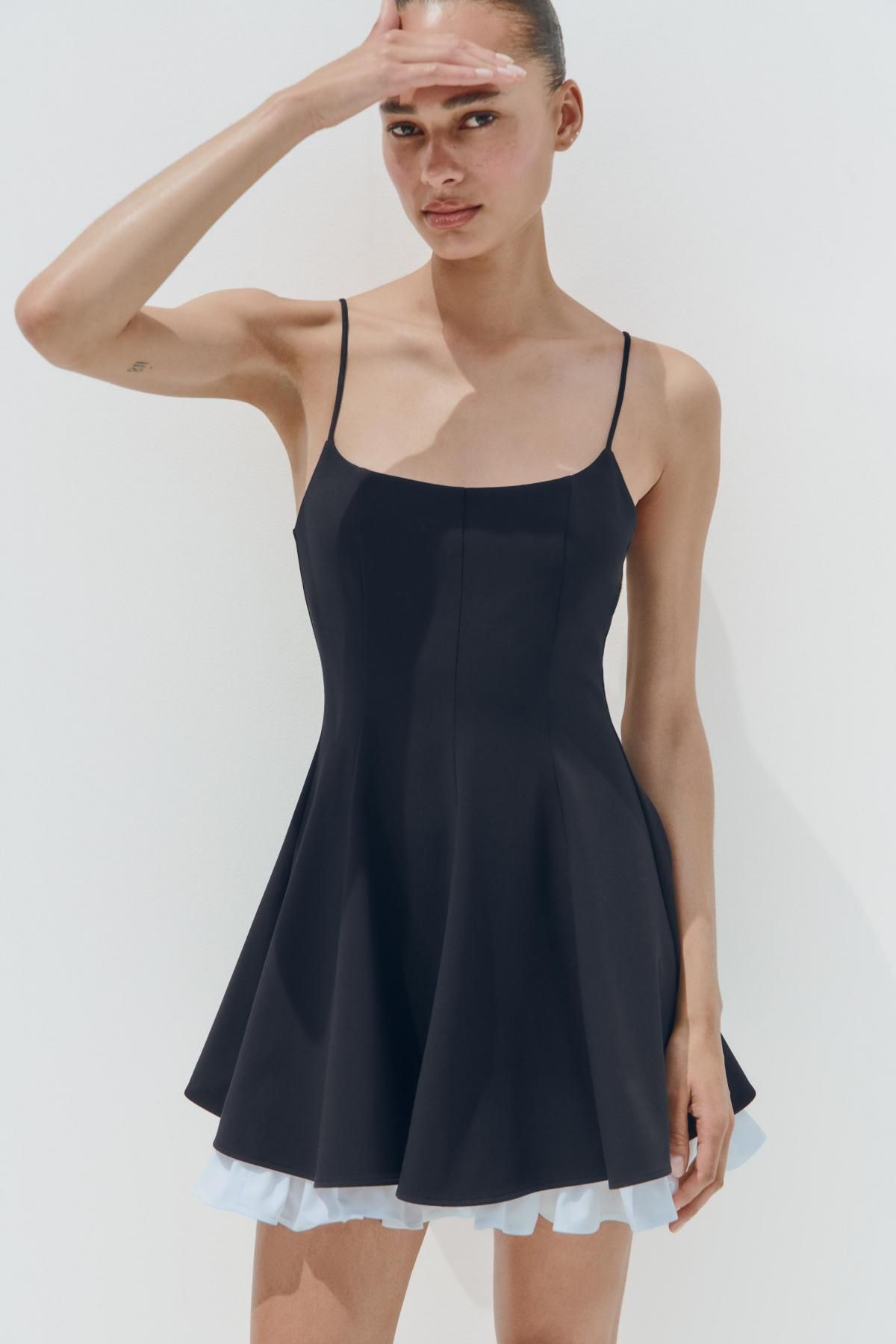 자라 배색 헴 미니 슬리브리스 원피스 8020/815 DARK NAVY - 상세 이미지 3