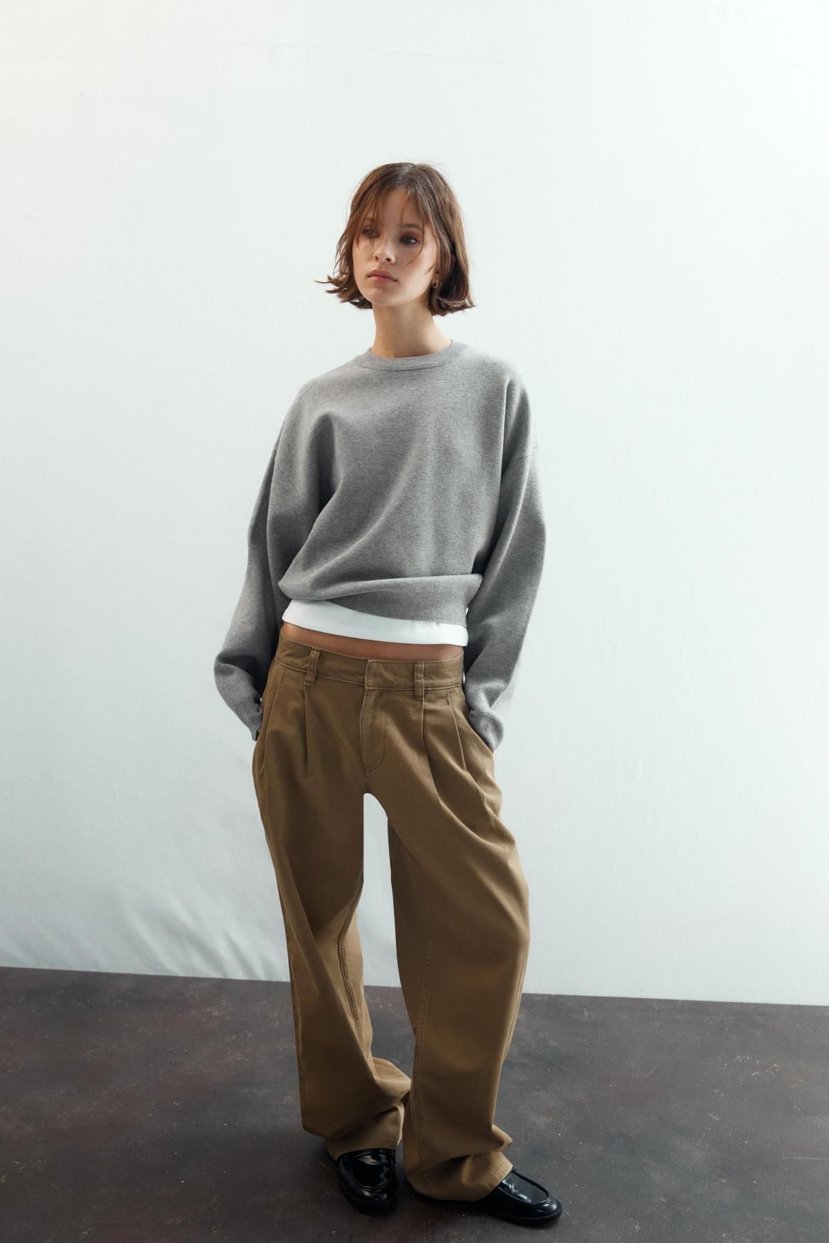자라 라이트그레이 립 니트 라운드넥 스웨트셔츠 9598/187 GREY MARL - 상세 이미지 2
