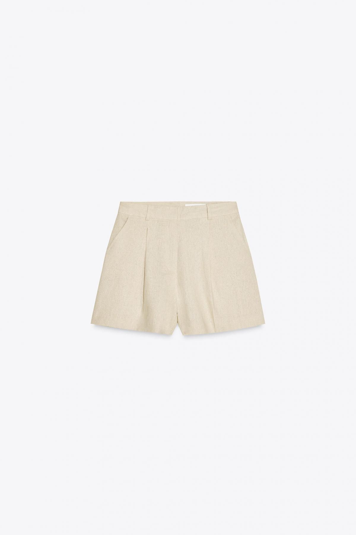 자라 하이웨이스트 린넨 블렌드 버뮤다 반바지 2765/998 LIGHT BEIGE - 메인 이미지