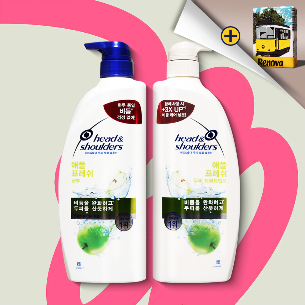 헤드앤숄더 애플프레쉬 샴푸 850ml 1개 + 트리트먼트 850ml 1개 세트 - 메인 이미지