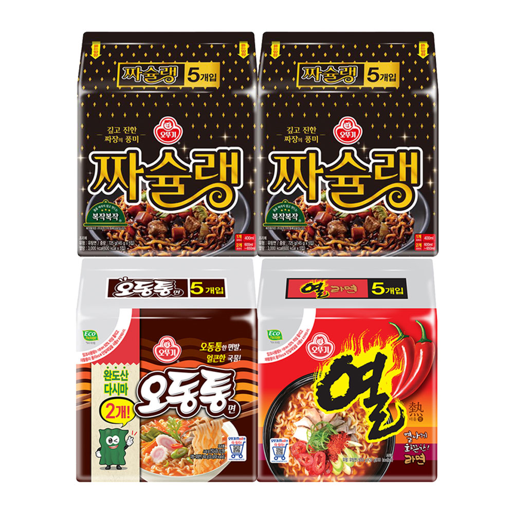 오뚜기 짜슐랭 145g 10개 + 오동통면 120g 5개 + 열라면 120g 5개 - 메인 이미지