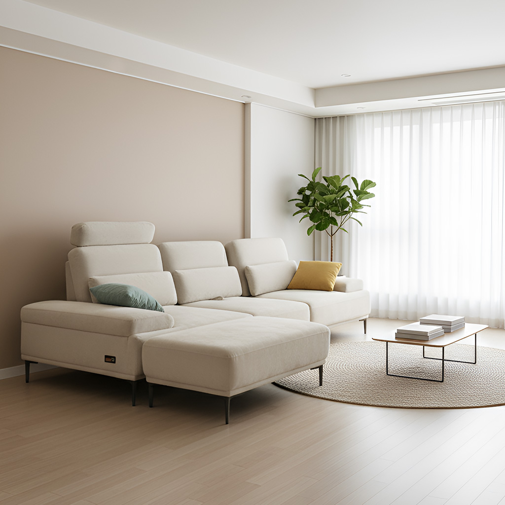 스코나 레아모 타이보 아쿠아텍스 패브릭 스윙 소파 스툴포함, 연그레이, 4인용