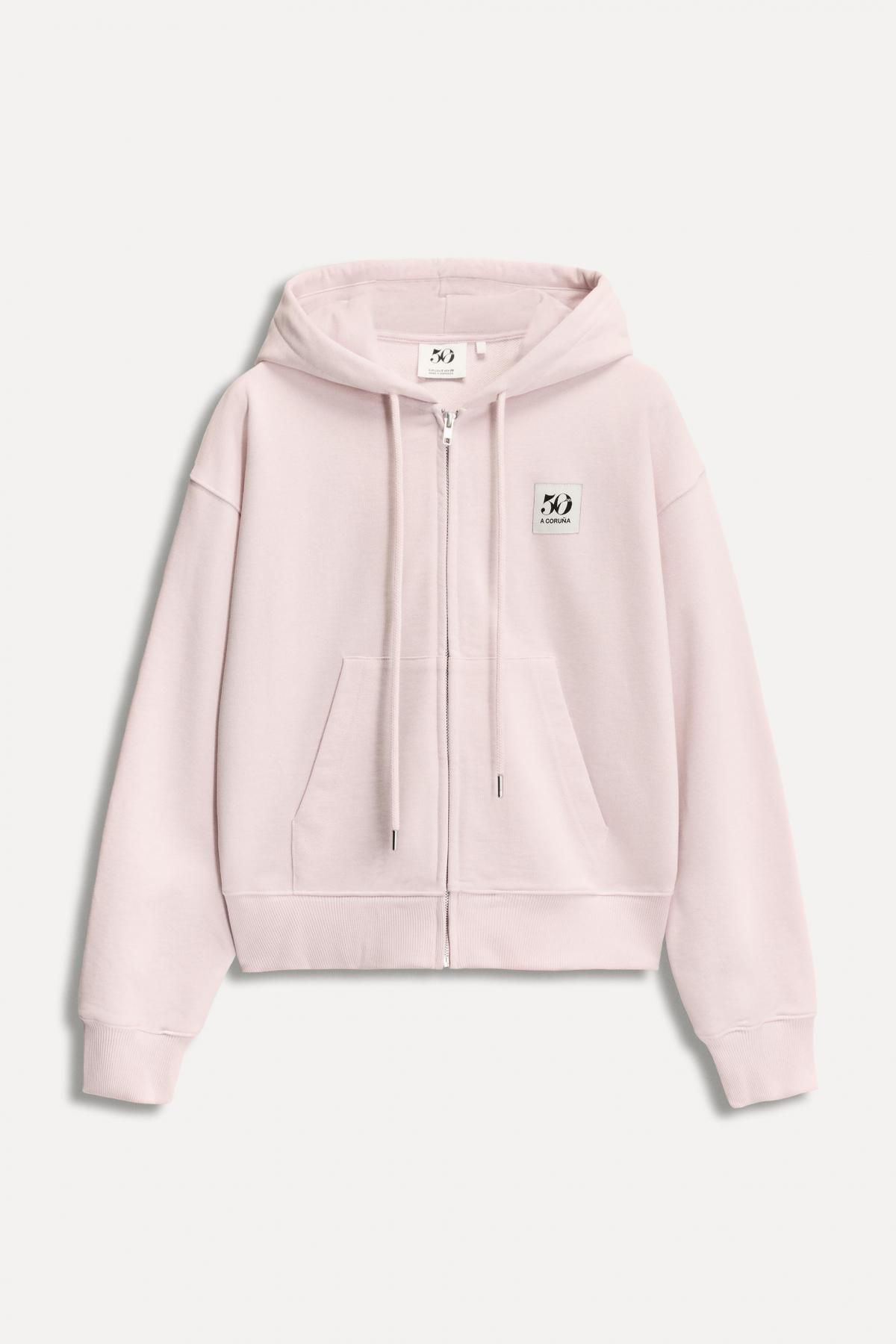 자라 50주년 패치 집업 후드 스웨트셔츠 0085/014 PASTEL PINK - 메인 이미지