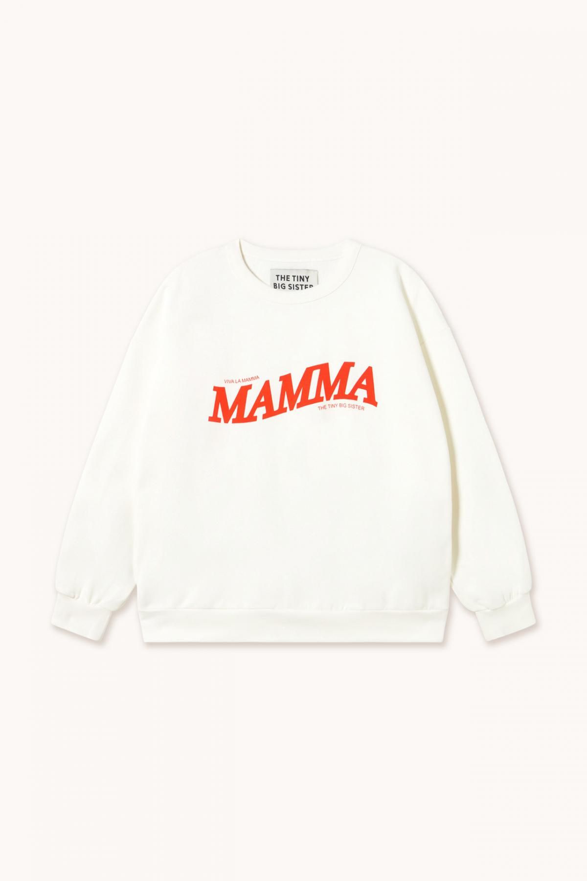 타이니코튼 프린트 오버핏 화이트 맨투맨 MAMMA SS25-734104 ONE COLOR - 상품 이미지