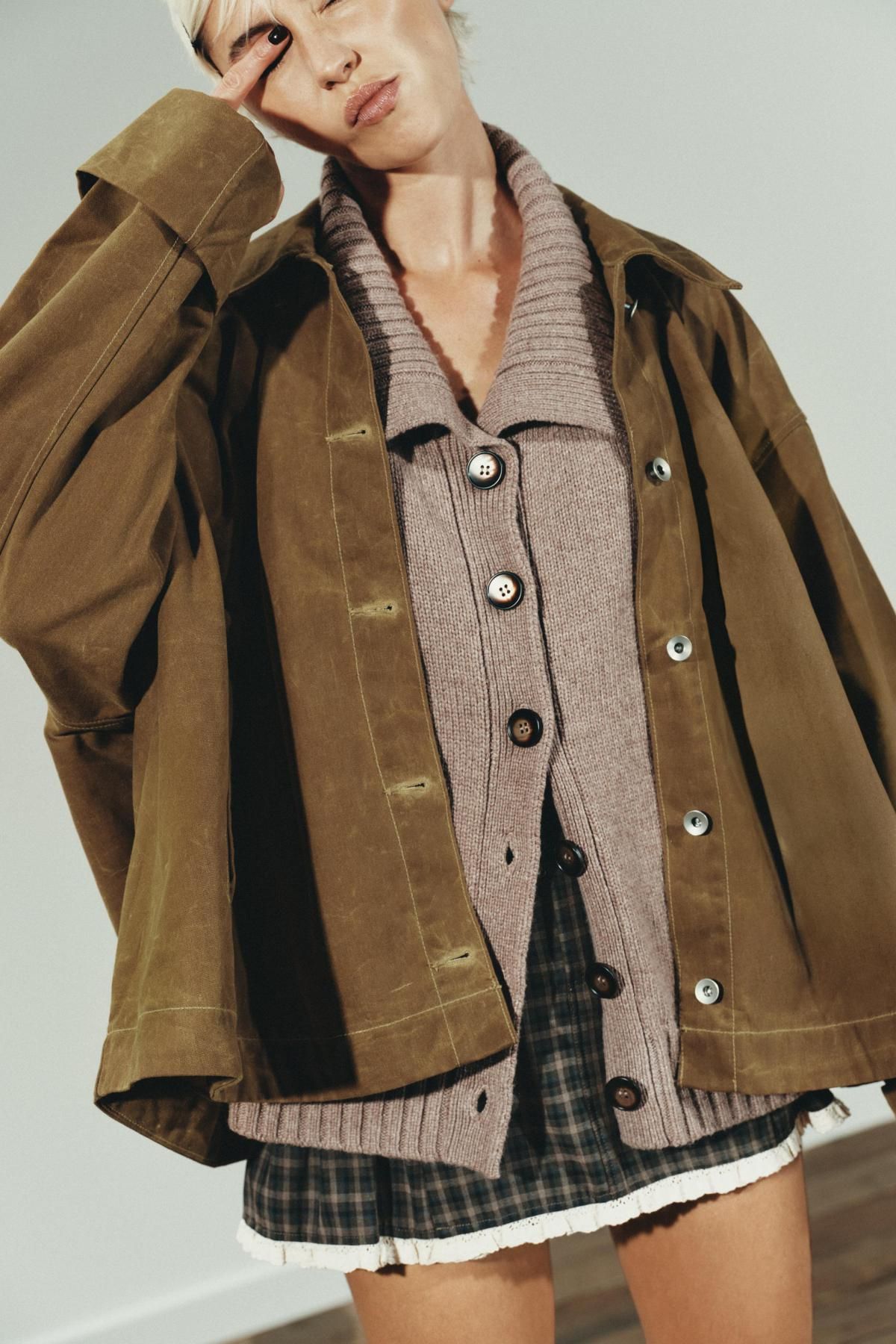 자라 베이직 울 블렌드 립 트림 가디건 2142/206 DARK CAMEL - 상세 이미지 5