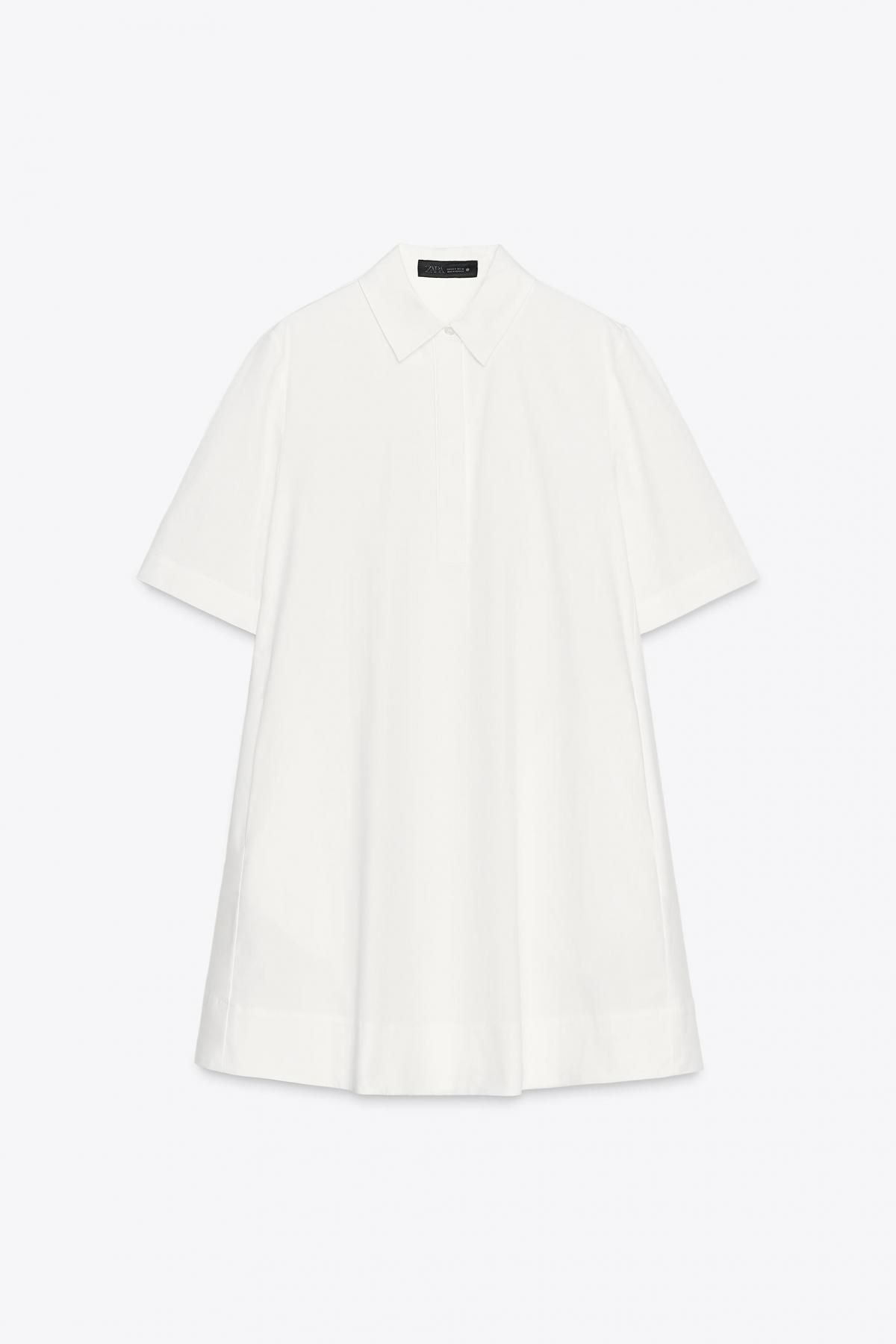 자라 미니멀 코튼 포플린 미니 원피스 9479/078 WHITE - 메인 이미지