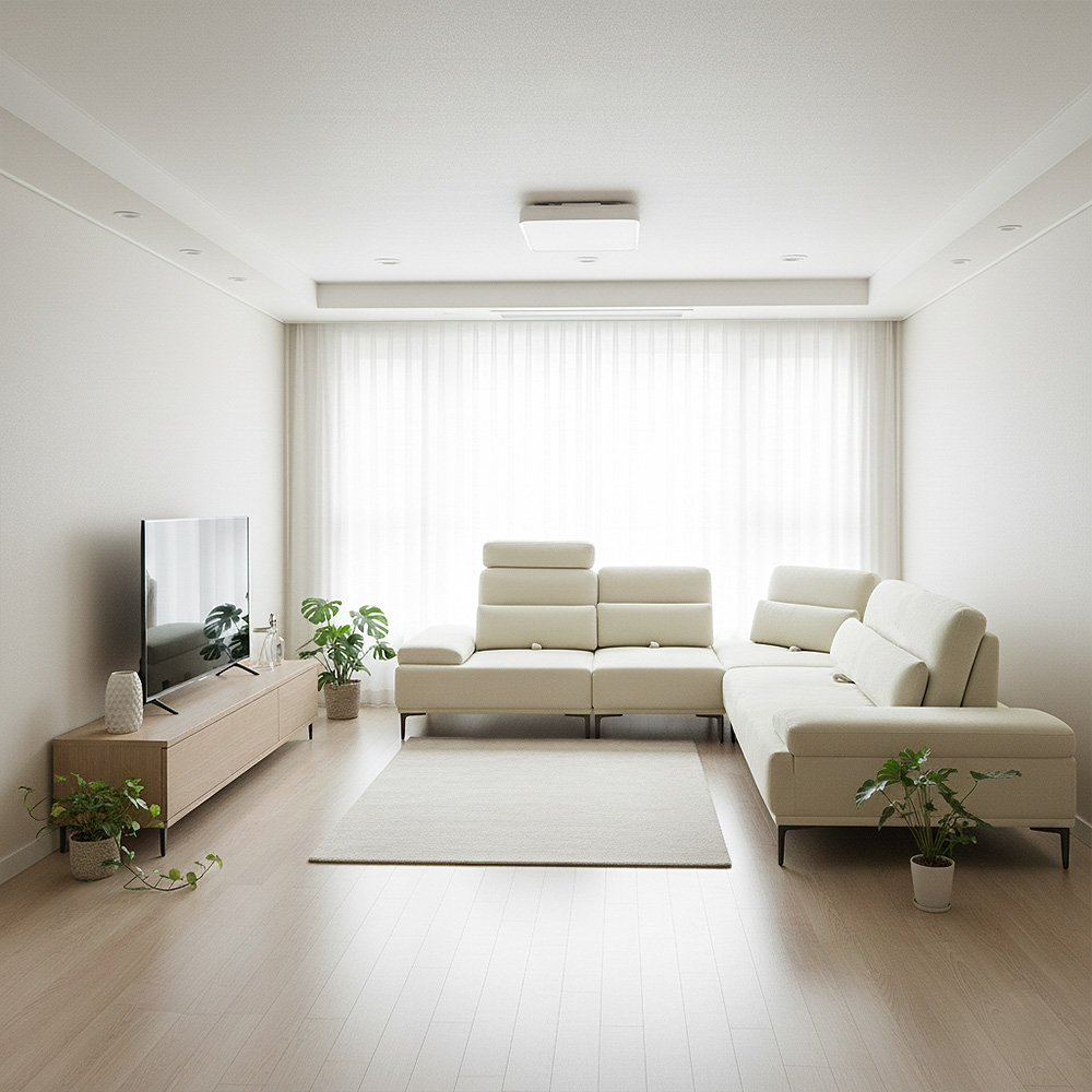 스코나 레아모 타이보 아쿠아텍스 패브릭 스윙 소파 스툴미포함, 연그레이, 코너 5인용