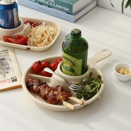 알페로협력사 칸칸 손잡이 나눔 앞접시 3칸 4칸 먹방 플레이트 세트 부먹 찍먹 안주 그릇