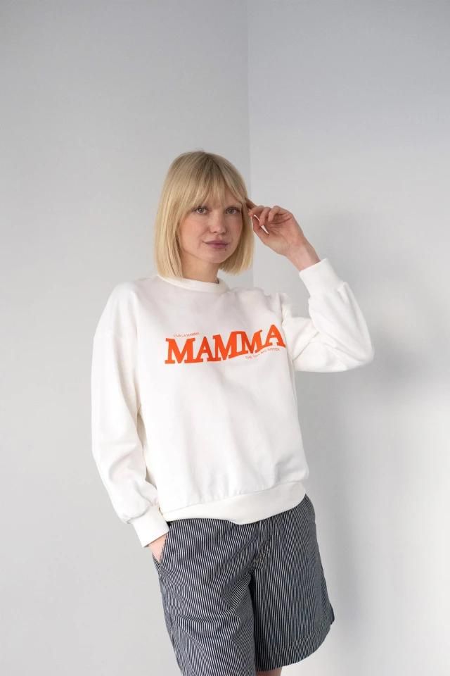 타이니코튼 프린트 오버핏 화이트 맨투맨 MAMMA SS25-734104 ONE COLOR - 상세 이미지 3