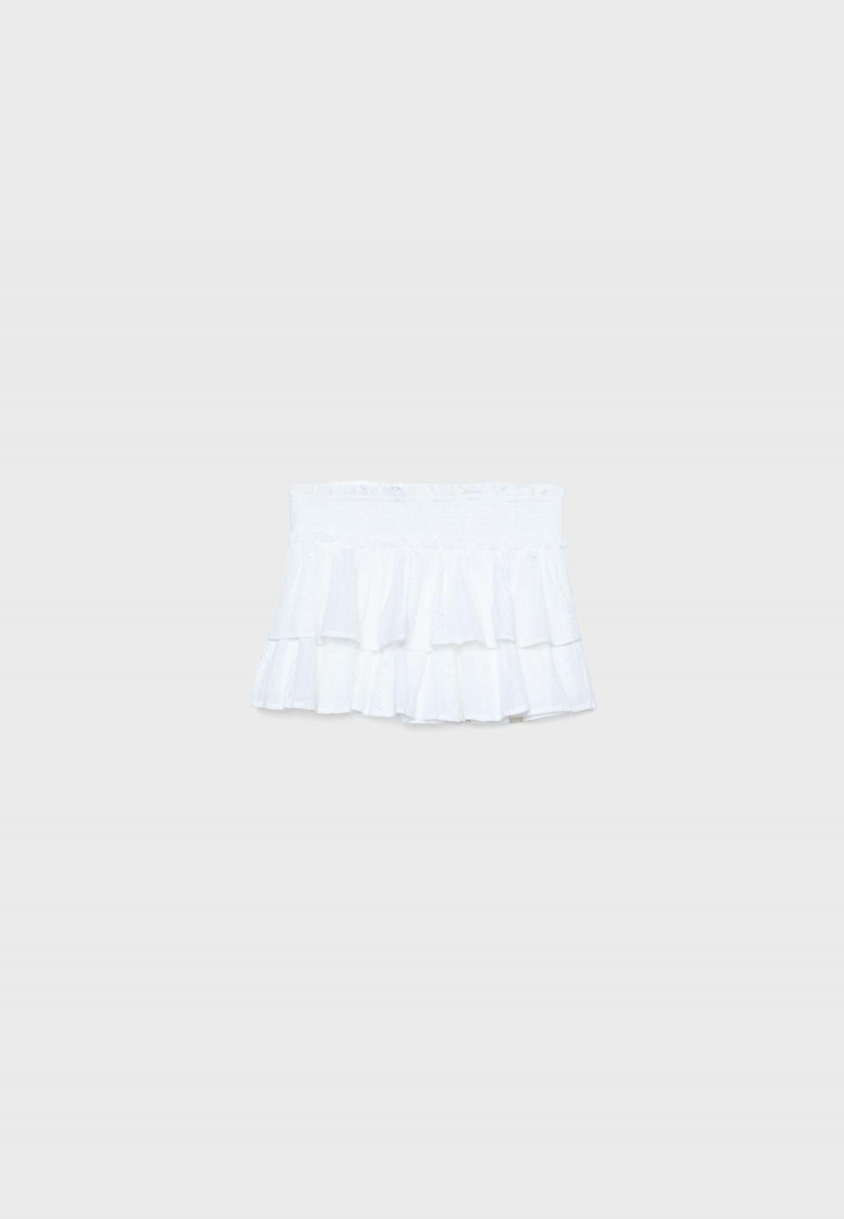 스트라디바리우스 러플 미드라이즈 플루이드 스모크 밴딩 스커트 팬츠 1369/694 WHITE - 메인 이미지