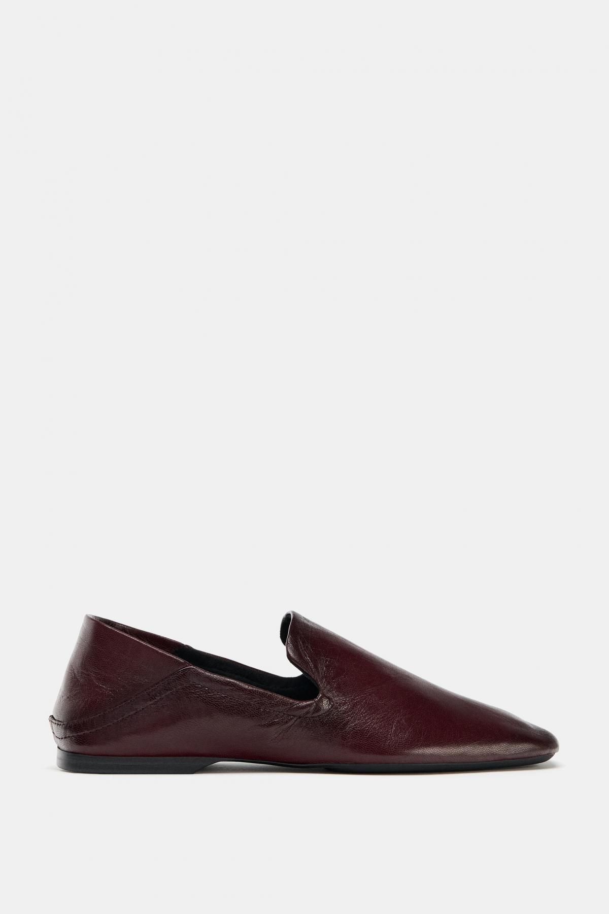 자라 페이턴트 하이 뱀프 레더 스퀘어토 로퍼 1511/610 BURGUNDY RED - 상품 이미지