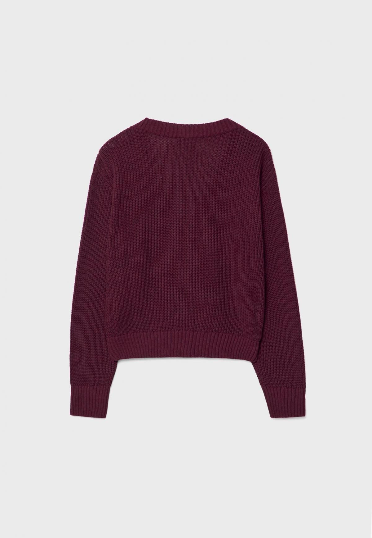 스트라디바리우스 버건디 브이넥 버튼업 니트 카디건 7549/210 BURGUNDY - 상세 이미지 3