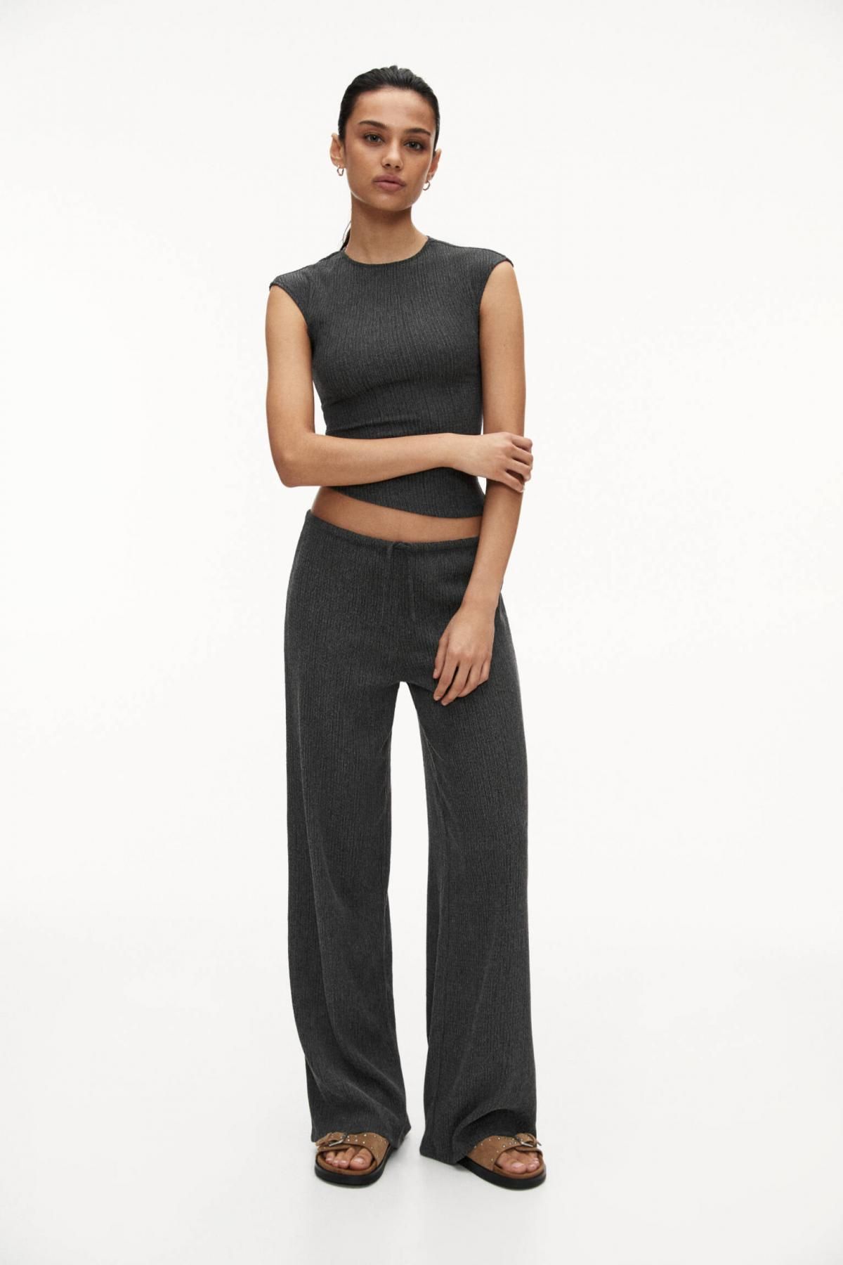 풀앤베어 미니멀 와이드핏 크레이프 와이드 팬츠 3680/370 ANTHRACITE GREY - 상세 이미지 2