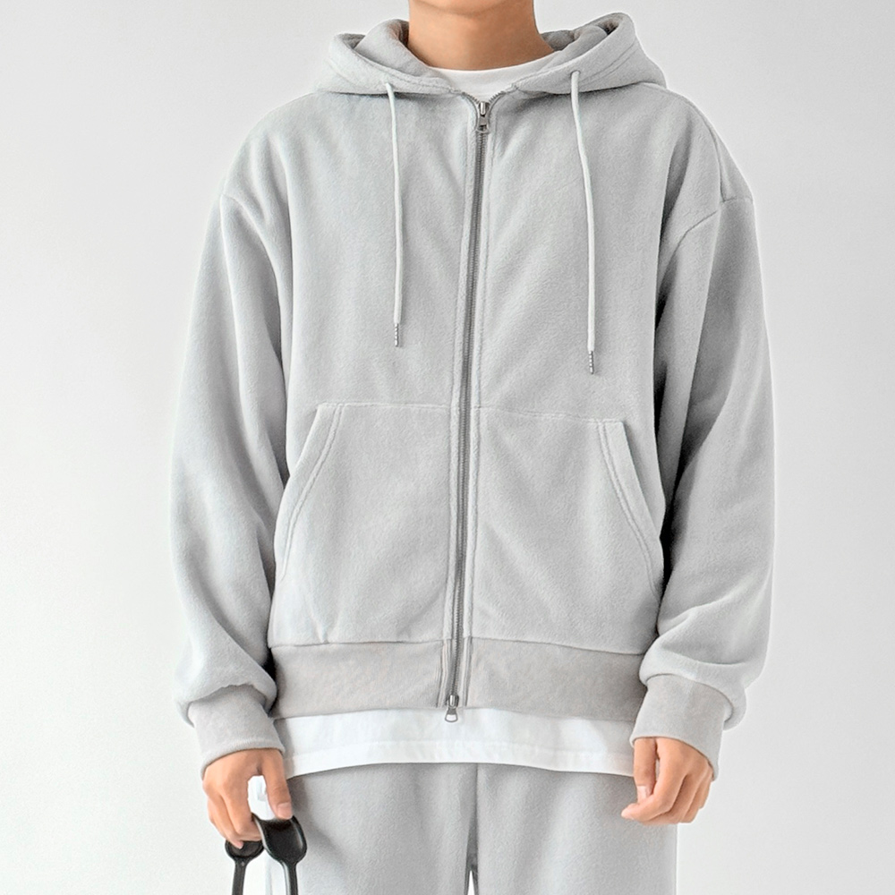 겨울 기모후드집업 상하세트 트레이닝복 남녀공용 데일리 홈웨어 택1 후드집업, 그레이, 2 - 상세 이미지 2