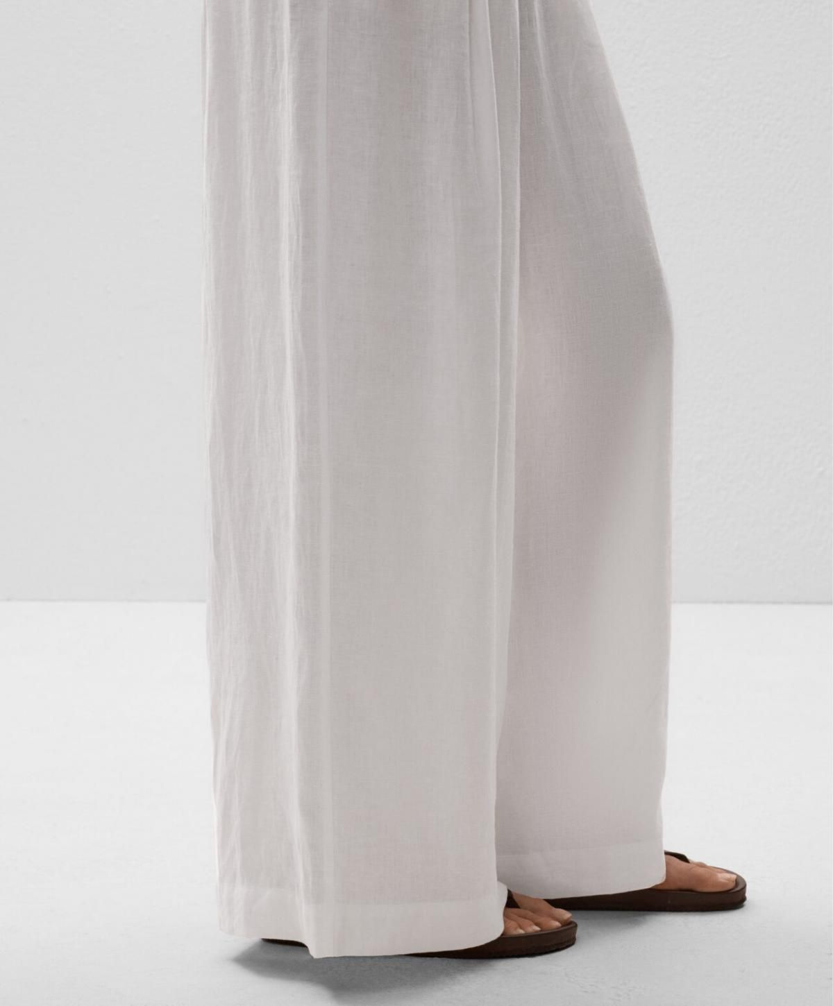 오이쇼 린넨 와이드핏 웨이스트 밴딩 팬츠 0334/878 WHITE - 상세 이미지 4