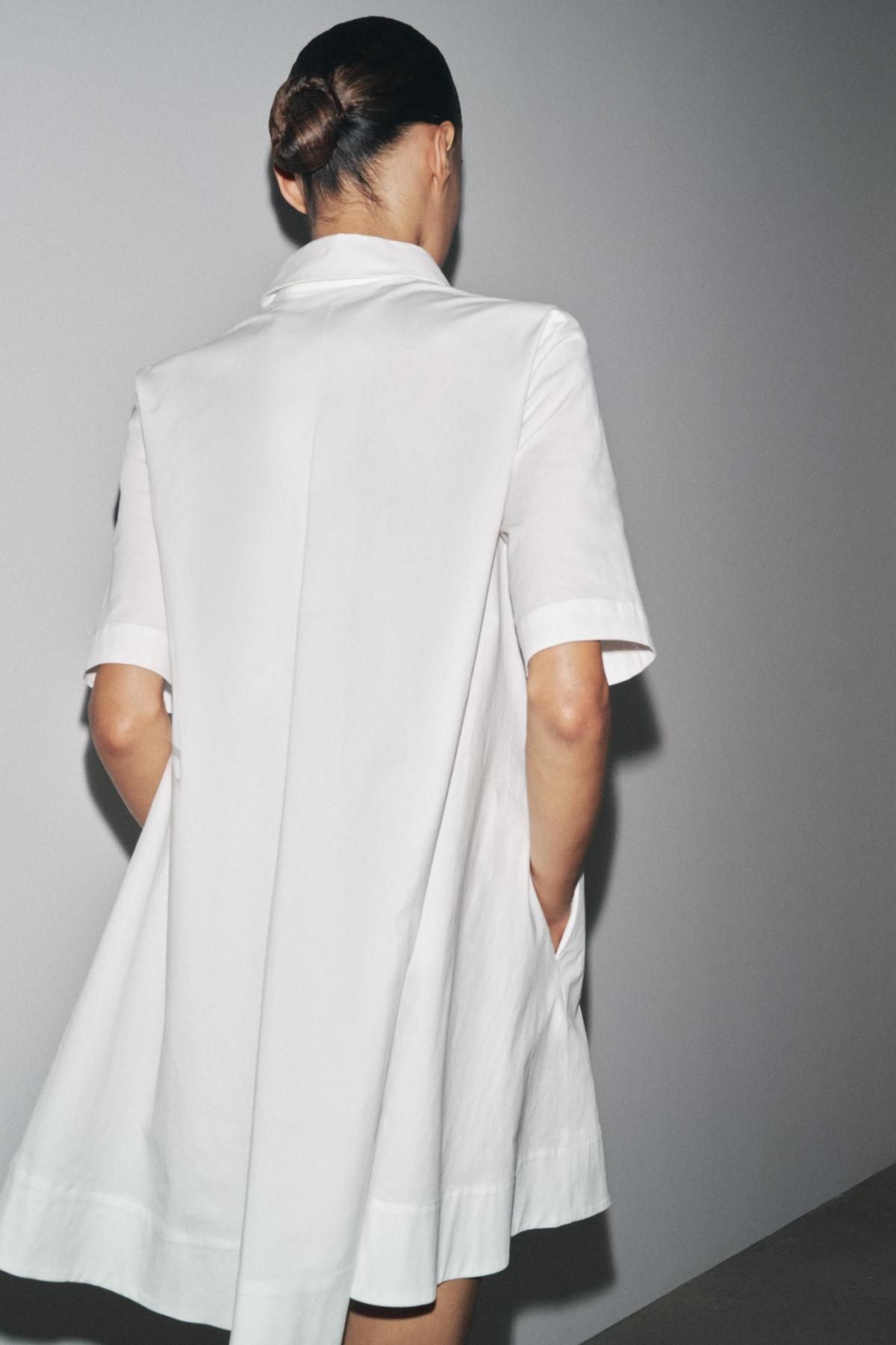 자라 미니멀 코튼 포플린 미니 원피스 9479/078 WHITE - 상세 이미지 4