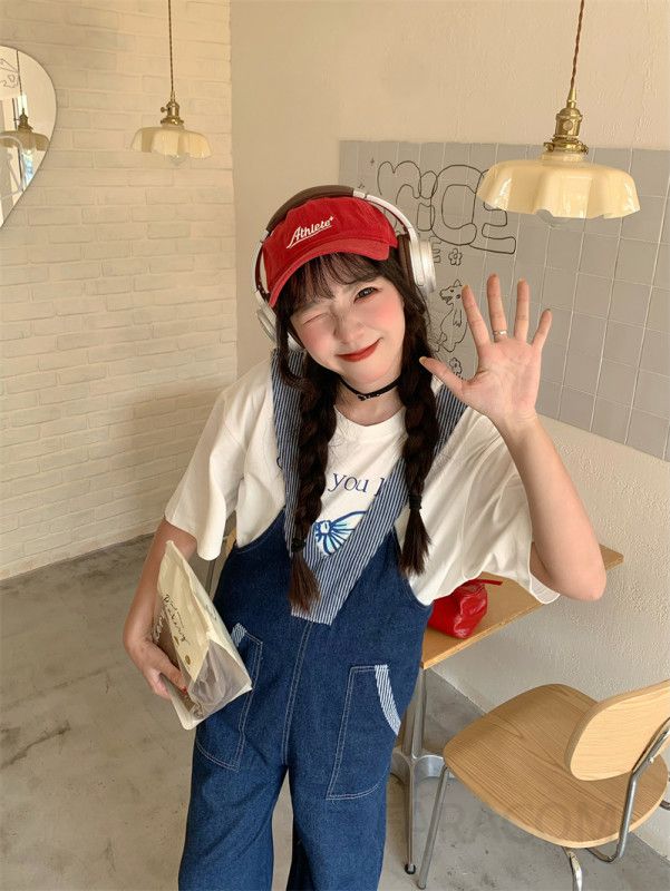 여성 빅포켓 데님 멜빵바지 와이드 루즈핏 일자 하이웨스트 청 오버롤 롱 점프수트 워싱 캐주얼 데일리 캠퍼스룩 사계절 코디 - 상세 이미지 4