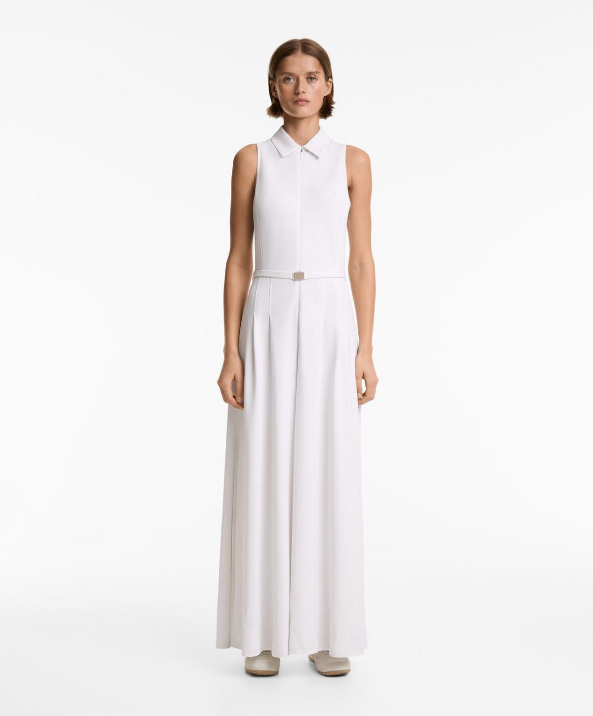 오이쇼 모달 프리미엄 폴로카라 슬리브리스 롱 점프수트 3335/734 WHITE - 상세 이미지 2