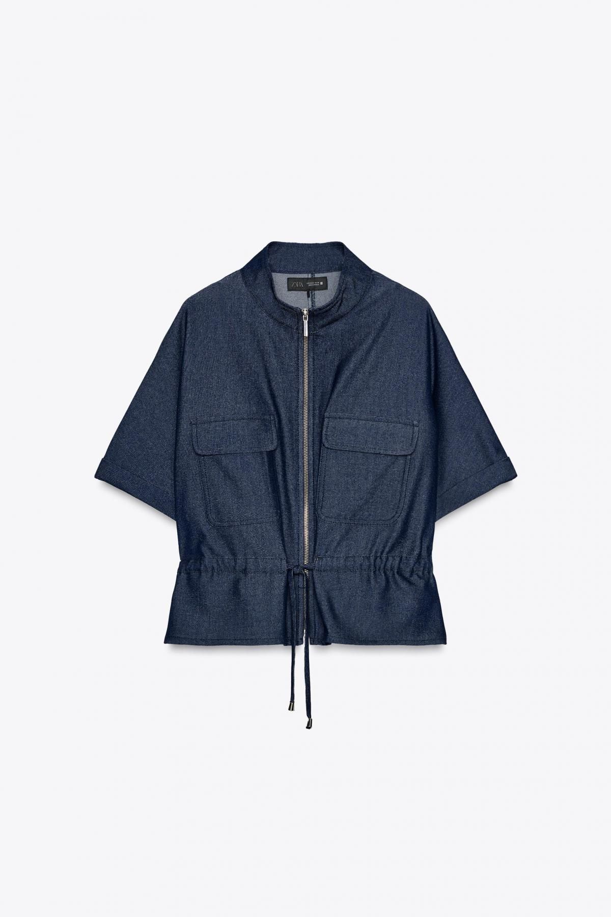 자라 테크니컬 하이넥 드로스트링 사파리 반팔 셔츠 7940/995 BLUE - 상품 이미지