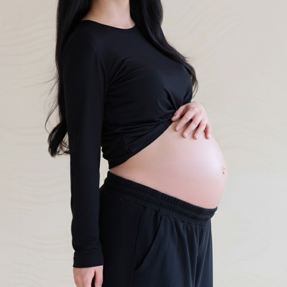 임산부 크롭티 셀프 만삭 주수 사진 촬영 임신 임부복 이미지 2