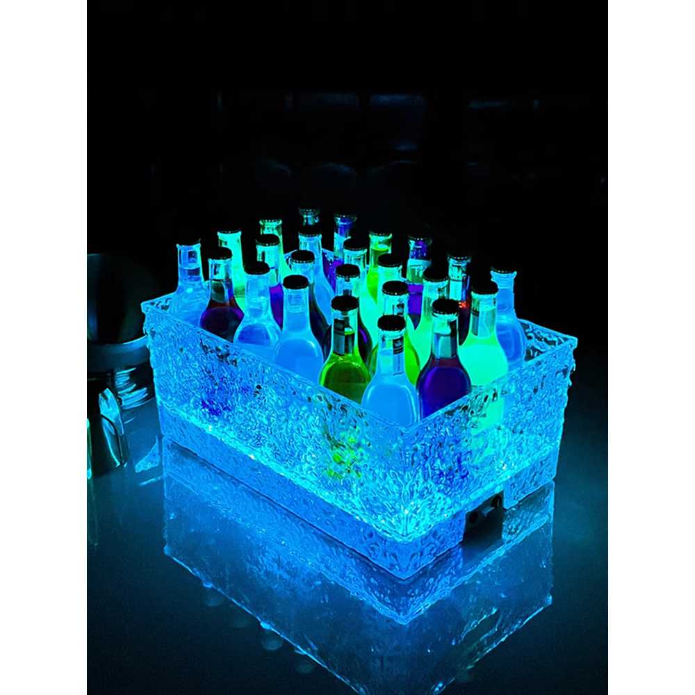 샴페인 아이스버킷 LED 조명 바스켓 파티 인테리어용 12팩 얼음무늬무늬 30x21x18 - 상세 이미지 2