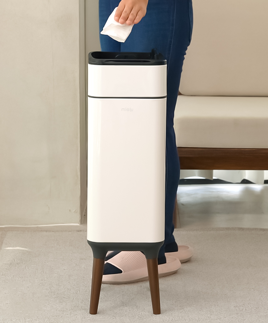 [모던] 미엘루 센서 휴지통 스마트 주방 기저귀 쓰레기통 S에디션 / 20L, 크림화이트 - 상세 이미지 2