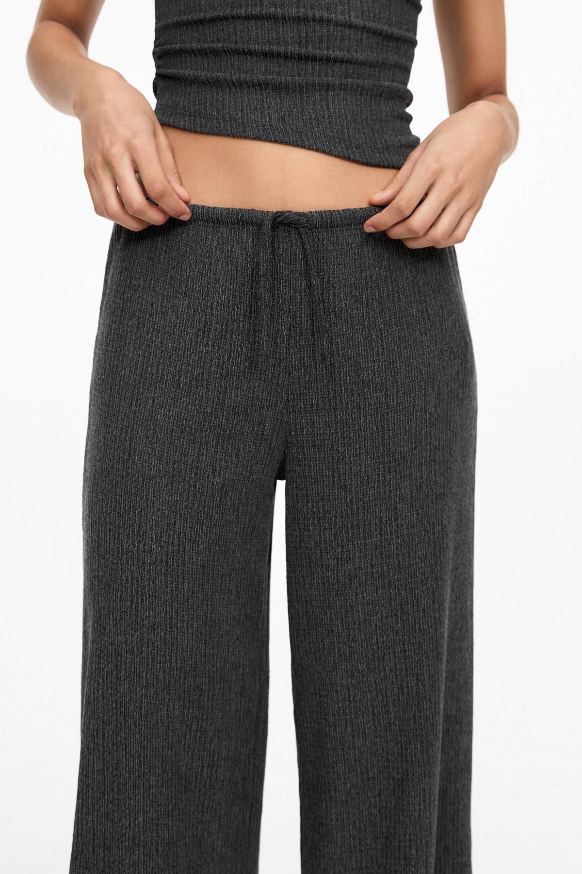 풀앤베어 미니멀 와이드핏 크레이프 와이드 팬츠 3680/370 ANTHRACITE GREY - 상세 이미지 5