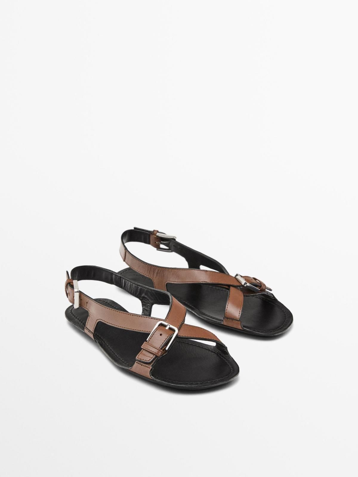 마시모두띠 프리미엄 소가죽 버클 스트랩 샌들 1700/650 BROWN - 상세 이미지 2