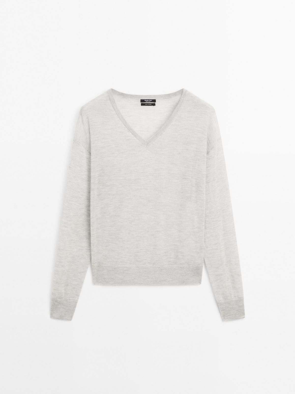 마시모두띠 프리미엄 캐시미어 브이넥 파인 니트 스웨터 5621/635 PALE GREY - 상품 이미지