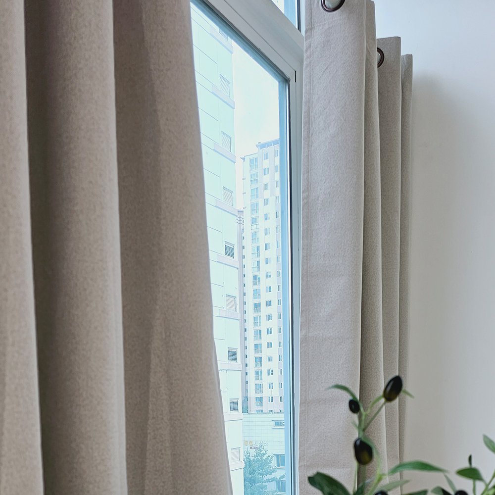 [창문형] 암막커튼+초강력 커튼압축봉 세트 모카베이지, 260x165cm