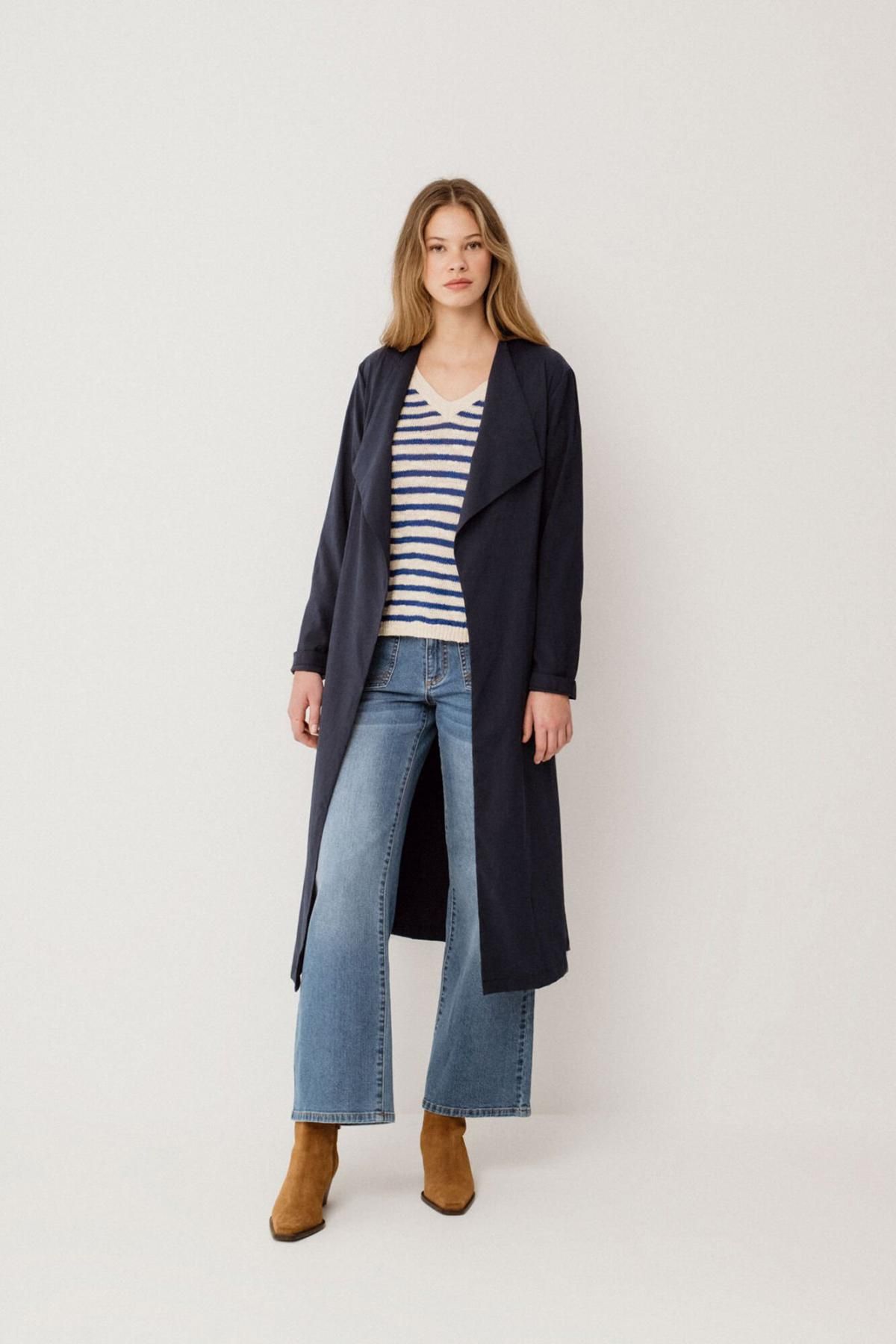 빌라 테크니컬 롱 트렌치코트 벨트 네이비 7930189 AZUL MARINO - 상세 이미지 4
