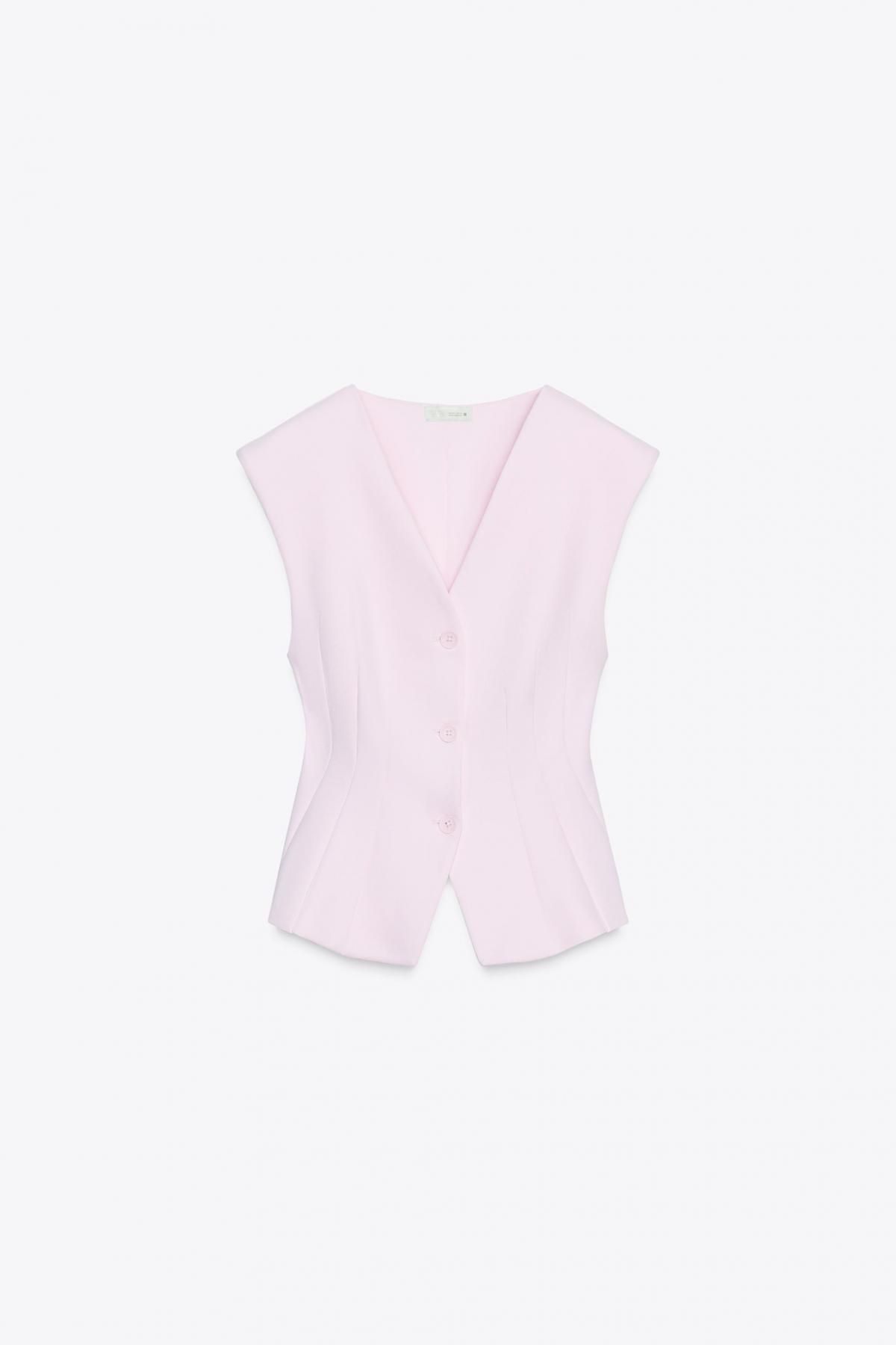 자라 소프트 브이넥 테크니컬 민소매 슬리브리스 탑 3641/302 PINK - 상품 이미지