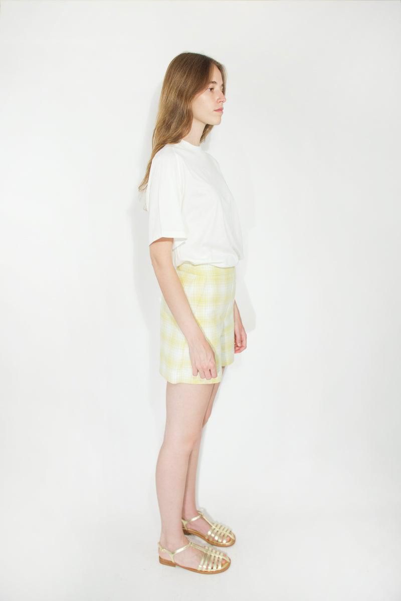 타이니코튼 체크 패턴 옐로우 라이트 썸머 쇼츠 SS25-692J13 ONE COLOR - 상세 이미지 5