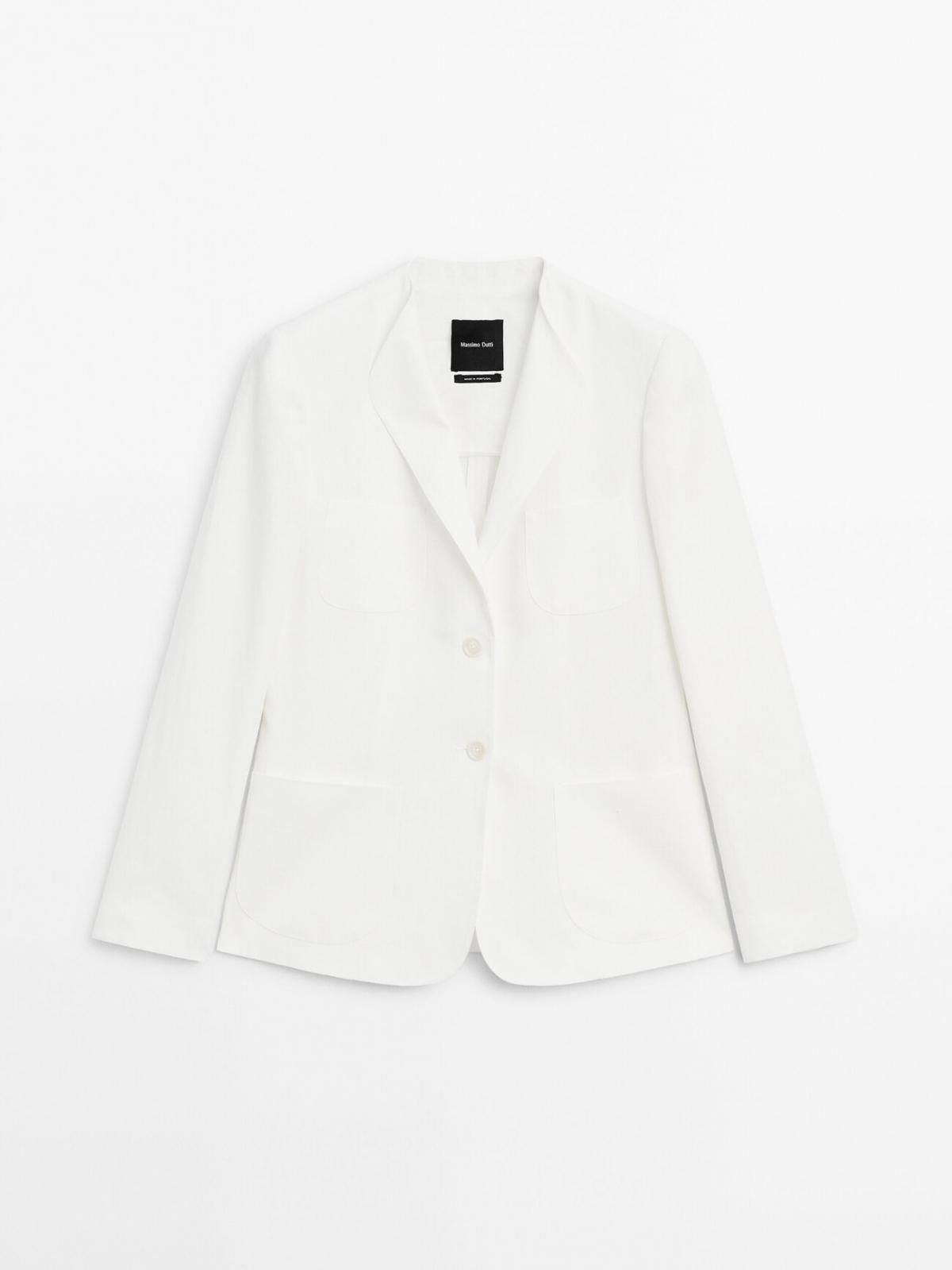 마시모두띠 내추럴 린넨 테일러드 블레이저 라펠 디테일 6045/670 CREAM - 상품 이미지