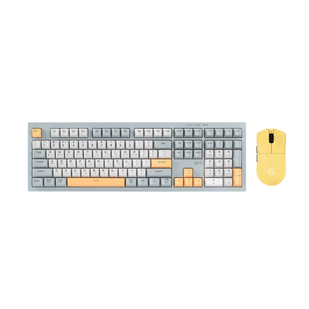 지클릭커 오피스프로 WMK990 사일런스 M RGB 무소음 무선 블루투스 108 키보드 마우스 세트 Navy Blue - 상품 이미지